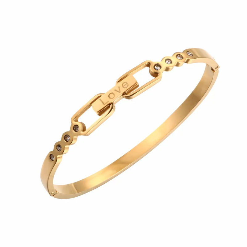 Vintage Style Rose Cuff Bracelet Stainless Steel Bangle