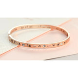 MSX Zircon Bangle Roman Numerals Stainless Steel Bangles