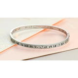 MSX Zircon Bangle Roman Numerals Stainless Steel Bangles