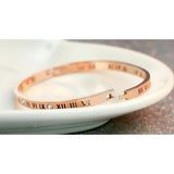 MSX Zircon Bangle Roman Numerals Stainless Steel Bangles