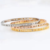 MSX Zircon Bangle Roman Numerals Stainless Steel Bangles