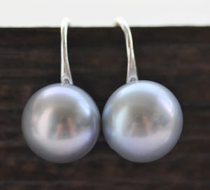 MTC?STAR Z10252 12mm Gray Round Freshwater Pearl High-Heel Shoe Earring