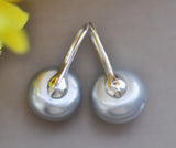 MTC?STAR Z10252 12mm Gray Round Freshwater Pearl High-Heel Shoe Earring
