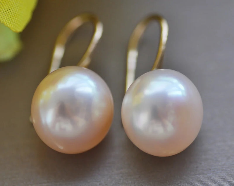 Pink Round Freshwater Pearl High-Heel Shoe Earrings