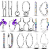 925 Silver Crystal Stars U-Type Earrings