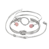 Silver Plated Metal Beaded Chains Bracelet