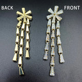 Small Flower Tassel Dangle Earrings Long Silver Cubic Zirconia Eardrop