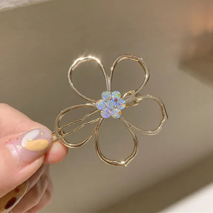 Crystal Hollow Flowers Hairpin Hair Clip Hair Accessory