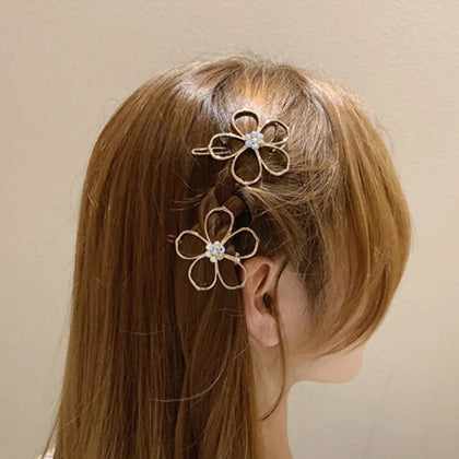 Crystal Hollow Flowers Hairpin Hair Clip Hair Accessory
