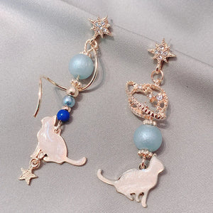 Hot Starlight Asymmetric Cat Earrings