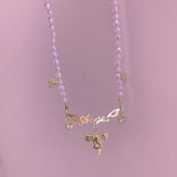 Metal Letters Angel Crystal Pendant Necklace for Women