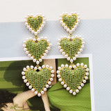Japan Big Heart Rhinestone Drop Earrings for Women