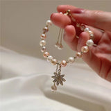 Baroque Pearl Bracelet with Snowflake Crystal Pendant