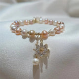 Baroque Pearl Bracelet with Snowflake Crystal Pendant