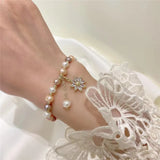 Baroque Pearl Bracelet with Snowflake Crystal Pendant