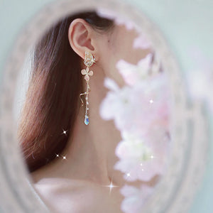 Butterfly Flower Pearl Tassel Earrings for Women