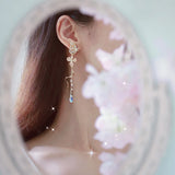 Butterfly Flower Pearl Tassel Earrings for Women