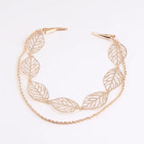 Golden Hollow Leaf Head Chain Tassel Hairpins for Women Hair Clip