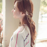 Golden Hollow Leaf Head Chain Tassel Hairpins for Women Hair Clip