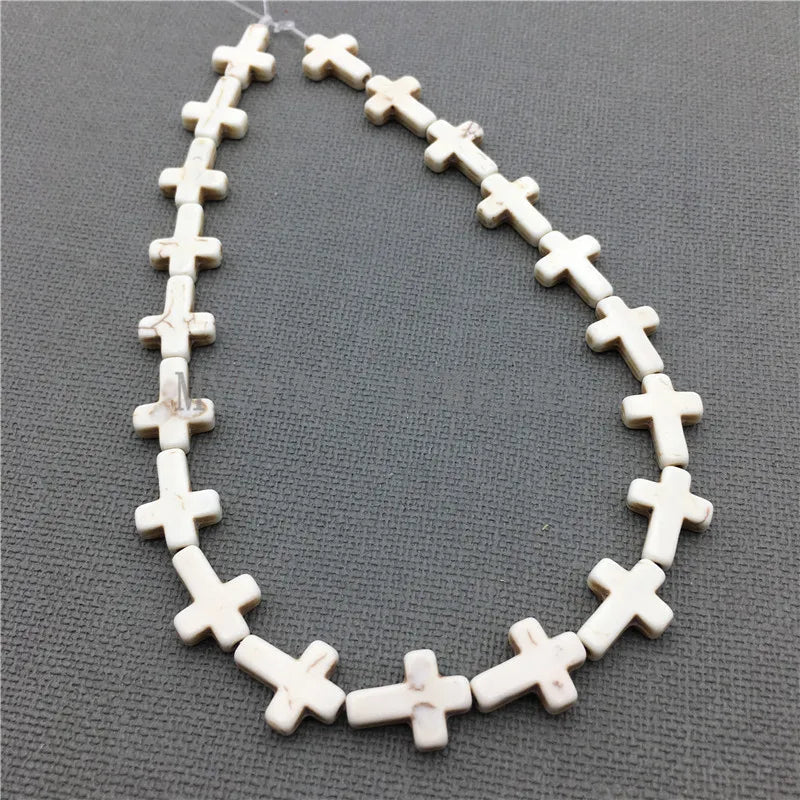 Sideways Howlite Cross Beads strand