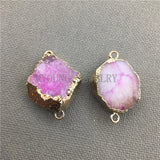 Pink Crystal Drusy Nugget Pendant Charm, Quartz Druzy Edge Cluster