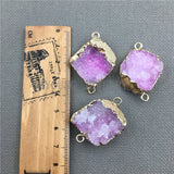 Pink Crystal Drusy Nugget Pendant Charm, Quartz Druzy Edge Cluster