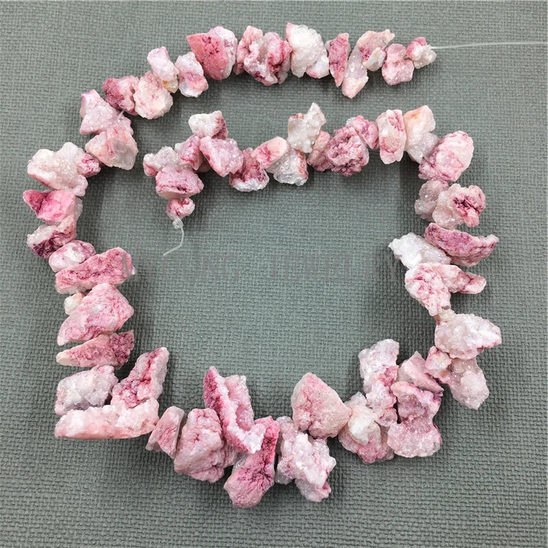 Pink Druzy Crystal Nugget Quartz Geode Beads