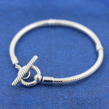 925 Silver Bracelet Butterfly Clasp T-bar Heart Pave Link DIY Bangle