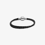 925 Sterling Silver Double Leather Bracelet for Women