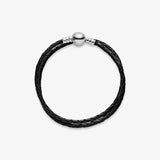 925 Sterling Silver Double Leather Bracelet for Women