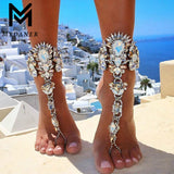 Women's Crystal Boho Anklet Bracelet Leg Chain Summer Beach Jewelry
