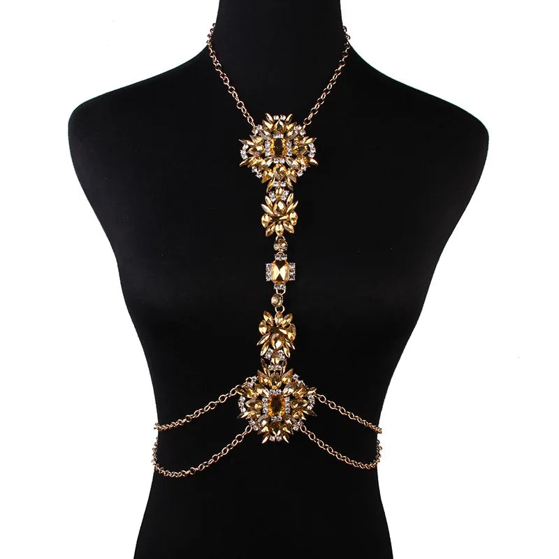 Crystal Rhinestone Beads Statement Necklace Waist Jewelry