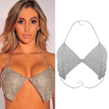 Sexy Beach Bikini Sequins Chest Chain Halter Rhinestones Summer Women Bra Chain