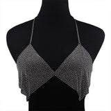 Sexy Beach Bikini Sequins Chest Chain Halter Rhinestones Summer Women Bra Chain