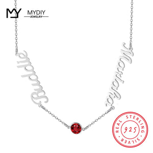 925 Silver Name Necklace Personalized Choker Pendant Birthstone