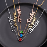 925 Silver Name Necklace Personalized Choker Pendant Birthstone