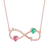 925 Silver Custom Infinite Loop Name Necklace with Birth Stone