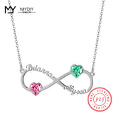 925 Silver Custom Infinite Loop Name Necklace with Birth Stone