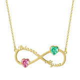 925 Silver Custom Infinite Loop Name Necklace with Birth Stone