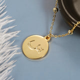 Arabic Letter Necklace Choker Chain Coin Pendant Steel Jewelry