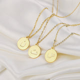 Arabic Letter Necklace Choker Chain Coin Pendant Steel Jewelry