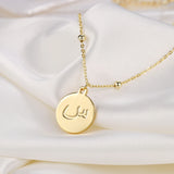 Arabic Letter Necklace Choker Chain Coin Pendant Steel Jewelry