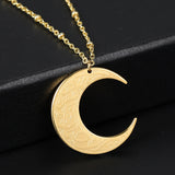 Personalized Crescent Moon Necklace Stainless Steel Arabic God Messager Gift