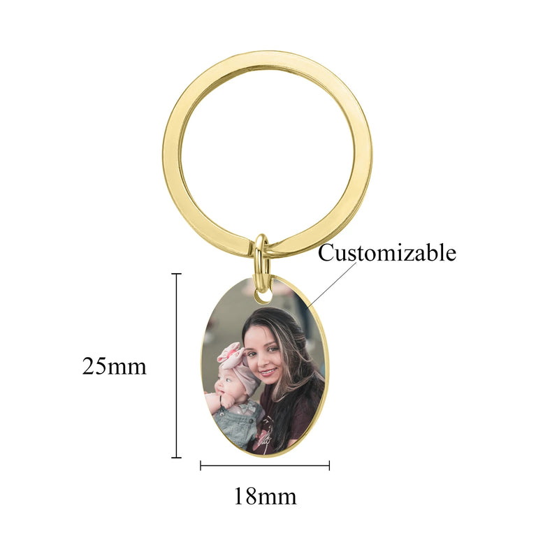 Ellipse Shape Photo Keychain Personalized