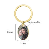 Ellipse Shape Photo Keychain Personalized