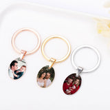 Ellipse Shape Photo Keychain Personalized