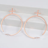Cross Pendant Hoop Earring Silver Hypoallergenic Ear Jewelry