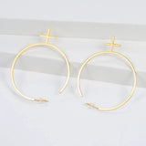 Cross Pendant Hoop Earring Silver Hypoallergenic Ear Jewelry