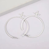 Cross Pendant Hoop Earring Silver Hypoallergenic Ear Jewelry