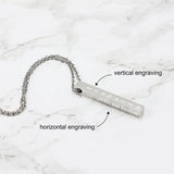 Four Sides Engraving Personalized Square Bar Name Necklace